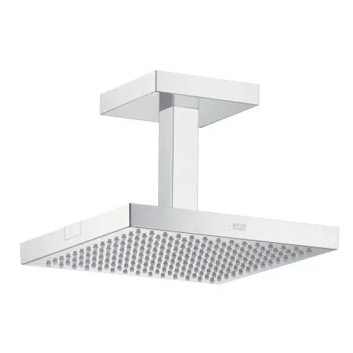 Kopfbrause mit quadratischer Form und Deckenanschluss in Chrom, ausgestattet mit mehreren Düsen, zur Montage an einer Decke. Produkt von AXOR.